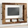 Image de Meuble TV Mural - Bois Vieilli - 152x22x113 cm - Vintage - 3 Étagères