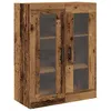 Image de Cabinet mural en bois dingénierie - vidaXL - 695x34x90 cm - Vieux Bois - Deux portes vitrées - Quatre étagères