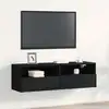 Image de Meuble Tv Mural Chêne Noir 100 X 30 X 30 Cm Bois D'ingénierie Vidaxl