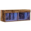 Image de Meuble TV mural avec LED - vidaXL - 80x30x30 cm - Bois ancien - Bois dingénierie - Éclairage LED
