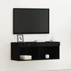 Image de Buffet TV - Chêne noir - 80x30x30 cm - Éclairage LED - Design contemporain