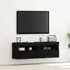 Image de Meuble Tv Mural 2 Pc Chêne Noir Bois D'ingénierie Vidaxl