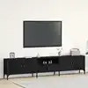 Image de Meuble Tv Chêne Noir 200 X 25 X 44 Cm Bois D'ingénierie Vidaxl