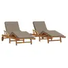 Image de Vidaxl transat 2 pcs taupe 200 x 67 x 84 cm bois d'acacia massif