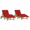 Image de Vidaxl transat 2 pcs rouge 200 x 67 x 84 cm bois d'acacia massif