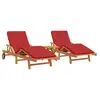 Image de Vidaxl transat 3 pcs rouge 200 x 67 x 84 cm bois d'acacia massif