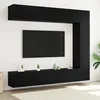 Image de Ensemble de meubles TV mural - Chêne noir - 5 pièces - 2 portes - Style contemporain