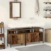 Image de Meuble sous vasque - Bois massif - Lavabo intégré - Style rustique - 2 portes