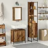 Image de Ensemble de meubles de salle de bain - 3 pièces - Bois massif - 6 portes - Finition rustique