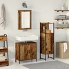 Image de Ensemble de meubles de salle de bain - Bois ancien - 3 pièces - Finition mate - Rangement ample