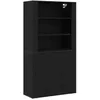 Image de Buffet en chêne noir - vidaXL - 80x33x150 cm - Noir - Rectangulaire - Bois dingénierie - Finition mate - 3 tiroirs