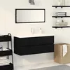 Image de Meuble de salle de bain - Cabinet de lavabo en chêne noir - 90x385x45 cm - Lavabo intégré - Design contemporain