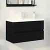 Image de Meuble De Lavabo De Salle De Bain Chêne Noir 80 X 39 X 62 Cm Vidaxl
