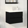 Image de Meuble de salle de bain - Chêne noir - 60x385x45 cm - Lavabo intégré - 2 tiroirs