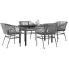 Image de vidaXL Ensemble à manger jardin coussins 5 pcs gris poly rotin verre ensemble de salle à manger dextérieur meuble de 3334627