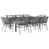 Image de Vidaxl ensemble à manger jardin coussins 9 pcs gris poly rotin verre
