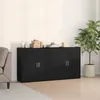 Image de Buffet bas - 2 pcs - Noir - Chêne massif - 4 portes - 80 cm