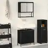 Image de Ensemble De Mobilier De Salle De Bain Avec Étagère 2 Pcs Noir Vidaxl