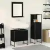 Image de Ensemble De Mobilier De Salle De Bain Avec Étagère 3 Pcs Noir Vidaxl