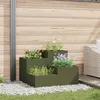 Image de Bac de jardin - 100x100x60 cm - Vert olive - Acier - Rectangulaire