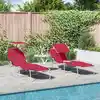 Image de Transat 2 Pcs Rouge 58 X 188 X 77cm Polyester Vidaxl