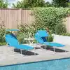 Image de Transat 2 Pcs Bleu Vif 58 X 188 X 77cm Polyester Vidaxl