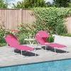 Image de Chaises Longues Pliantes 2 pcs avec Auvent Rose Tissu Oxford 600D