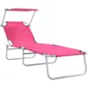 Image de Vidaxl chaises longues pliantes 2 pcs avec auvent rose tissu oxford 600d