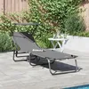Image de Transat pliant avec auvent en tissu Oxford 600D gris