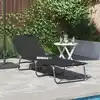Image de Chaise Longue Pliante Noir 188 X 57 X 86,5 Cm Polyester Vidaxl