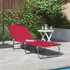 Image de Chaise longue pliante - Rouge - Tissu Oxford 600D - Accoudoirs réglables - Pliable