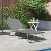 Image de Transat pliant portable gris en tissu Oxford 600D