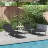 Image de Chaise Longue Pliante 2 Pc Polyester Noir Vidaxl