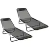 Image de Vidaxl chaise longue pliante 2 pcs noir 182 x 55 x 85,5 cm textilène