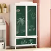 Image de Armoire Tableau Noir Avec Tiroir Roros Blanc 90 X 45 X 165 Cm Vidaxl