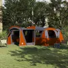 Image de VIDAXL Tente familiale gris et orange 745 x 700 x 217 cm - Polyester 185T double-toit amovible