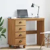 Image de Bureau décriture Askim en pin massif marron 95 x 40 x 75 cm   4 tiroirs