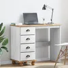 Image de Bureau - ASKIM - Bois Massif de Pin - 4 Tiroirs - Finition Mat - 95x40x75 cm