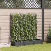 Image de Jardinière avec Treillis 3 pcs Noir 120x40x125.5 cm