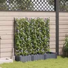 Image de Jardinière avec treillis 3 pcs Grise 120x40x1255 cm
