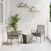 Image de Ensemble de Bistro de Jardin 3 Pièces Gris en Poly Rattan avec Coussins - Compact et Confortable