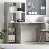 Image de Bureau Gris Béton 138,5 X 55 X 143 Cm Bois D'ingénierie Vidaxl