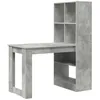 Image de Bureau moderne en bois dingénierie - vidaXL - Gris Béton - 122x67x145 cm - Rangement pratique - Montage facile