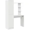 Image de Bureau avec rangement - vidaXL - Blanc - Bois dingénierie - 78.5x37x154.5 cm - 6 étagères - 2 portes