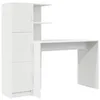 Image de Bureau avec rangement - vidaXL - Blanc - Bois dingénierie - 102x50x124 cm - 6 étagères - 2 portes - Design moderne