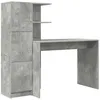 Image de Bureau avec rangement - vidaXL - Gris béton - 102x50x124 cm - Bois dingénierie - 6 étagères - 2 portes