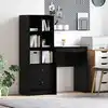 Image de Bureau Avec Tiroir Avec Étagère Avec Stockage 2 Pcs Chêne Noir Vidaxl