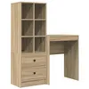 Image de Bureau en bois dingénierie - vidaXL - Chêne Sonoma - 145.5x50x127 cm - 2 tiroirs - Étagères intégrées