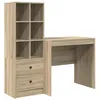 Image de Bureau en bois dingénierie - vidaXL - Chêne Sonoma - 145.5x50x127 cm - 2 tiroirs - Étagères intégrées