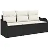 Image de Vidaxl ensemble de canapé de jardin avec coussin 3 pcs noir polyrotin